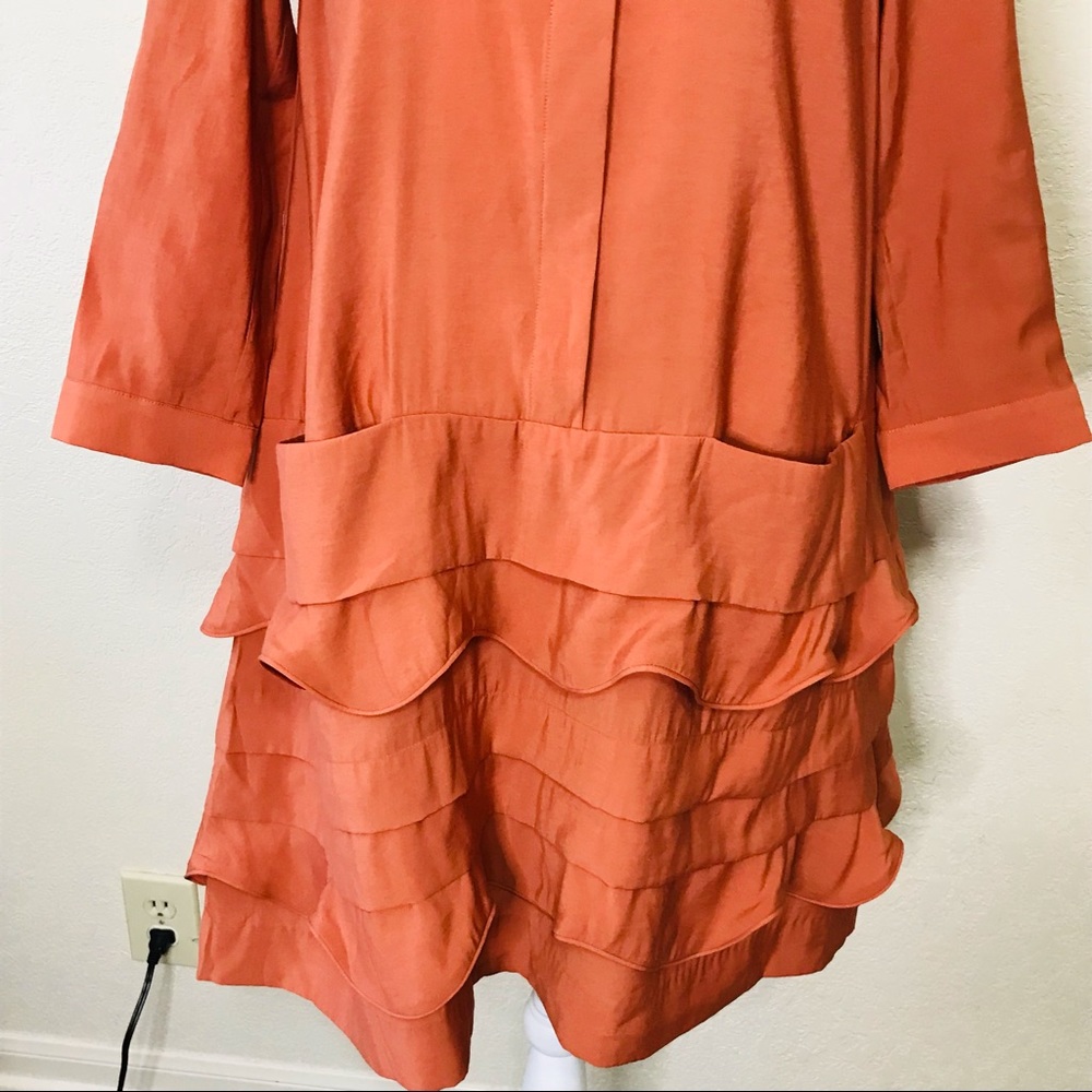 COS Scallop-trim Layered Dress In Orange - Picture 4 of 7